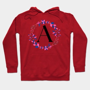 Alphabet A Floral Wreath Design Hoodie